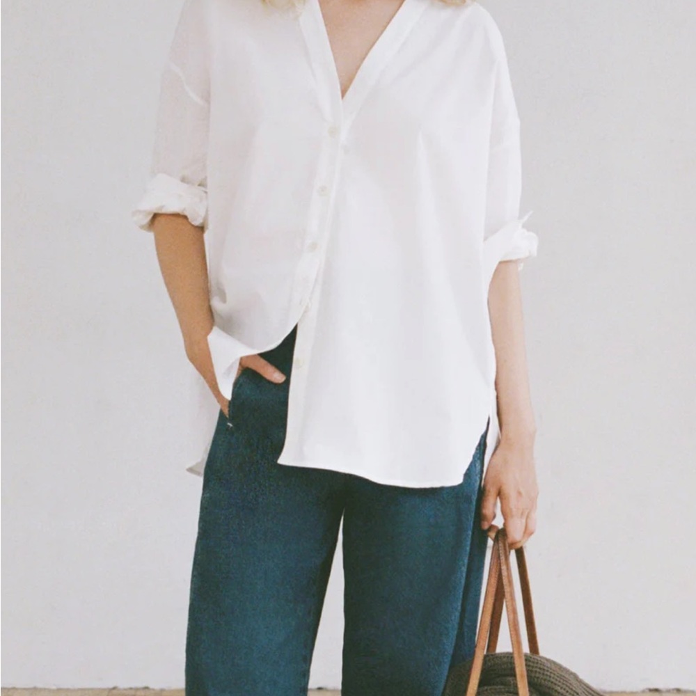 Shaina Mote White Button-Up Cotton Studio Shirt